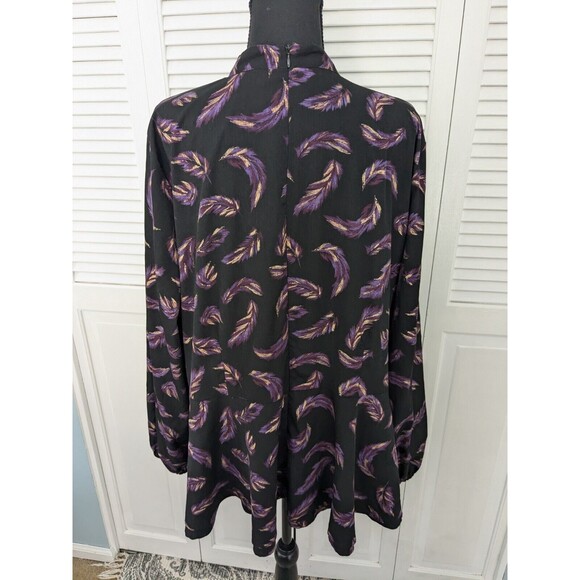 LANE BRYANT Top Women's Plus Sz 22 Blouse Black Purple Laceup Boho Peasant Shirt - Picture 10 of 15